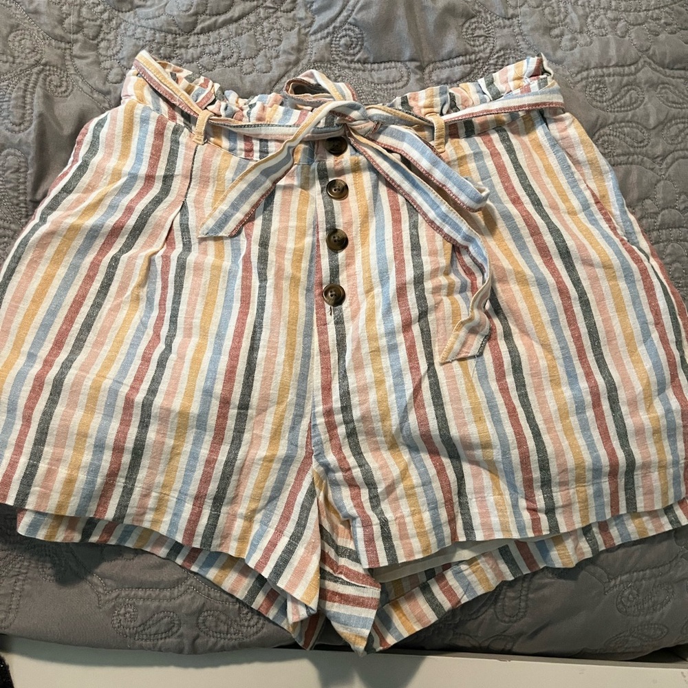 Striped Women's Shorts with Tie Waist